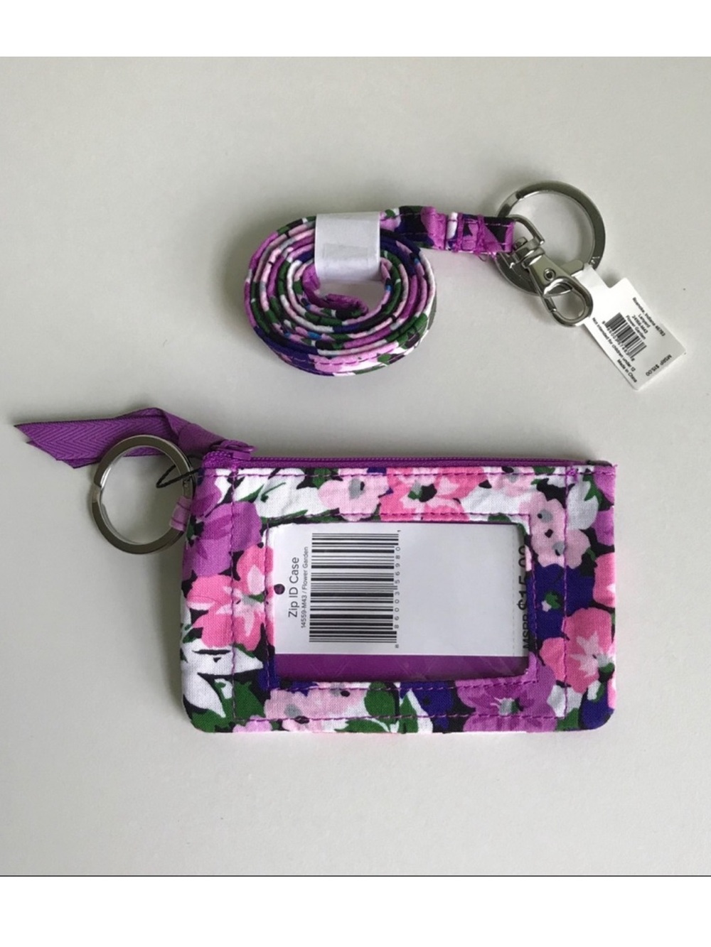 Vera Bradley Flower Garden Zip ID
& Lanyard Set